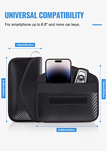 LANPARD Faraday Bag for Phones and Car Keys, 2 Pack RFID Signal Blocking Bag, Carbon Fiber Material Shielding Case for Cell Phone Privacy Protection & Key Fob, Anti-Tracking Anti-Hacking Case Blocker