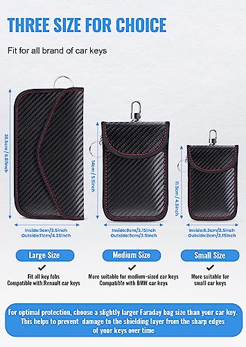 LANPARD Faraday Bag for Phones and Car Keys, 2 Pack RFID Signal Blocking Bag, Carbon Fiber Material Shielding Case for Cell Phone Privacy Protection & Key Fob, Anti-Tracking Anti-Hacking Case Blocker