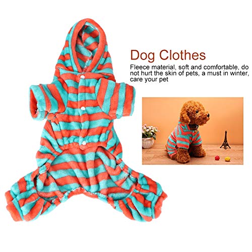 Plush Dog Hoodie, Winter Soft Fleece Dog Stripe Clothes 4 Legged Warm Pet Jumpsuit for Small Dogs Puppy