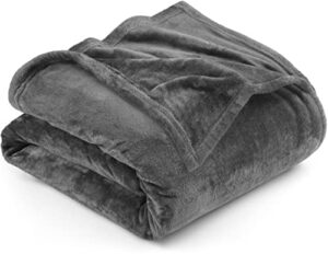 utopia bedding fleece blanket california king size grey 300gsm luxury fuzzy soft anti-static microfiber bed blanket (102x96 inches)