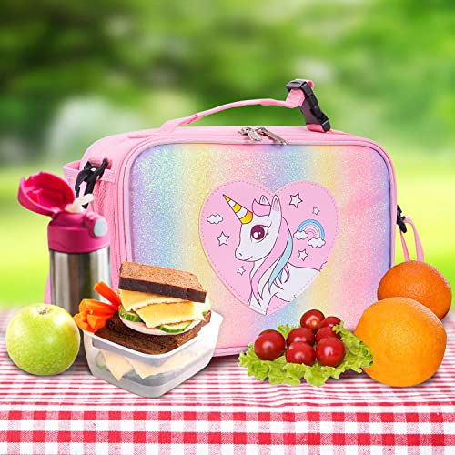 HITOP Kids Lunch Bag Box Double Insulated Water Resistant Fabric with Interior and Exterior Zippered Pockets and External Bottle Holder Ideal for Children 3+ Back to School Supplies