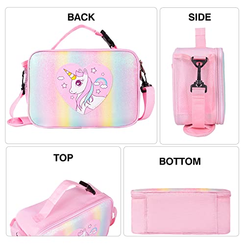 HITOP Kids Lunch Bag Box Double Insulated Water Resistant Fabric with Interior and Exterior Zippered Pockets and External Bottle Holder Ideal for Children 3+ Back to School Supplies