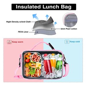 HITOP Kids Lunch Bag Box Double Insulated Water Resistant Fabric with Interior and Exterior Zippered Pockets and External Bottle Holder Ideal for Children 3+ Back to School Supplies