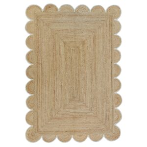 Weaving Village Scalloped Natural Jute Area Rug, Colored Trim