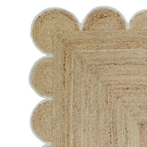 Weaving Village Scalloped Natural Jute Area Rug, Colored Trim