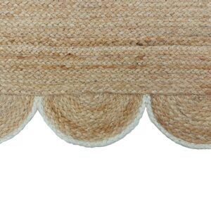 Weaving Village Scalloped Natural Jute Area Rug, Colored Trim