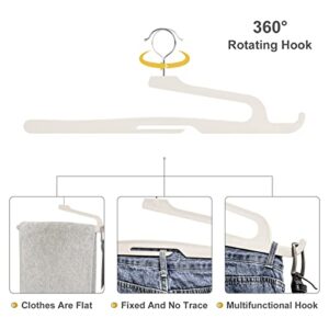 KHHYYLFJ Closet Plastic Space Saving Non Slip Multi Functional 360 Degree Swivel Pants Hanger, Heavy Duty Open S Shape Wide Trouser Hanger for Jeans Blanket Tablecloth Bra Lingerie, Ivory - Pack of 24