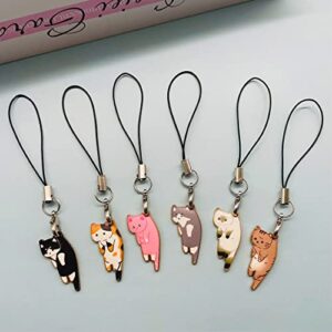 Sopopal 6 Pcs Cat Phone Charm Aesthetic Cell Phone Charm Kawaii With Handmade Cute Hanging Pendants Decor