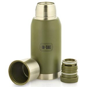 m-tac thermo bottle type 2 for cold & hot beverages - stainless steel leakproof vacuum insulated flask (olive, 25 oz)