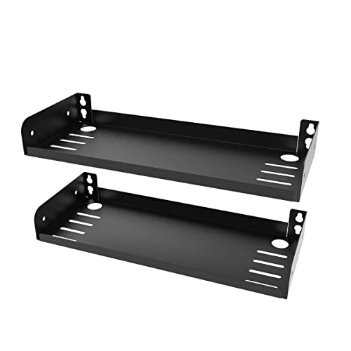 HQYing Steel 2 Pack of W 12" x D 4.72" Floating Shelves,Metal Display Wall Shelf, Bedroom Shelf for Funko Pop Speaker Figure Collection,Toys, Decoration, and Other Collection, Black (12 inch)