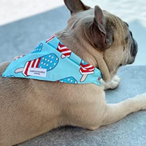 Fabulous Fido Summer Accessories 100% Cotton Dog Summer Bandana, Dog Apparel Cooling Scarf, Patriotic Pet Supplies Essentials Unisex Summer Clothes Party Outfit Costumes (Blue)