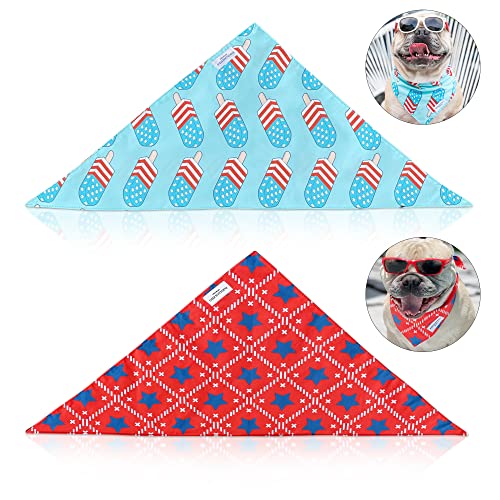 Fabulous Fido Summer Accessories 100% Cotton Dog Summer Bandana, Dog Apparel Cooling Scarf, Patriotic Pet Supplies Essentials Unisex Summer Clothes Party Outfit Costumes (Blue)