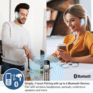 Panasonic Expandable Corded Phone System, Bluetooth Pairing for Wireless Headphones and Hearing Aids, Smart Call Block, Bilingual Talking Caller ID, 2 Handsets - KX-TGF892B (Black)