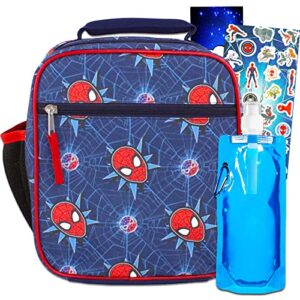 spiderman lunch box for boys set - spiderman lunch box, water bottle, backpack clip, stickers, more | spiderman lunch bag