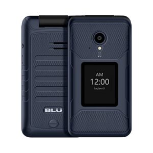 blu tank flip |unlocked | 4g lte flip phone|2022 | 2.8” + 1.8” display | blue