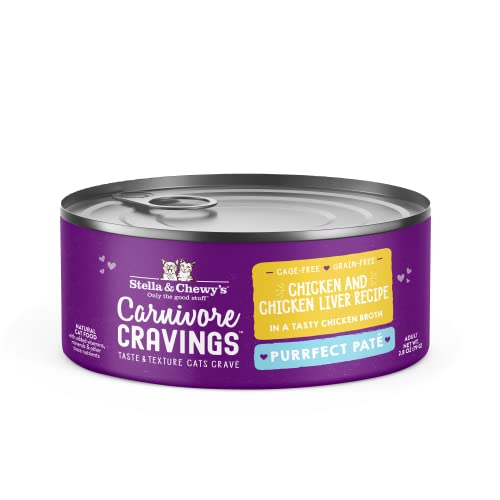 Stella & Chewy’s Carnivore Cravings Purrfect Pate Cans – Grain Free, Protein Rich Wet Cat Food – Chicken & Chicken Liver Recipe – (2.8 Ounce Cans, Case of 24)