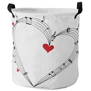 wpyyi music symbol red heart musical note dirty laundry basket foldable home organizer basket clothing kids toy storage basket (color : a, size : large)