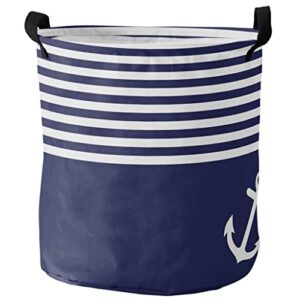 wpyyi blue white stripes anchor dirty laundry basket foldable home organizer basket clothing children toy storage basket (color : a, size : large)