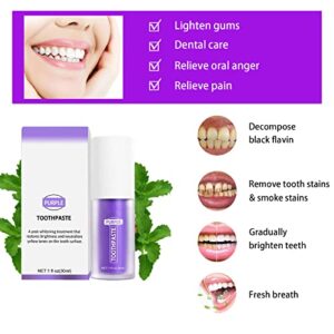 OETNAISAN Purple Toothpaste for Teeth Whitening, Toothpaste Against Sensitive Teeth and Gum Repair, Gum Health.Purple Toothpaste Whitening Foam Stain Removal Coffee, Smoking, Yellow Teeth