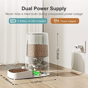 Automatic Cat Feeders - LIIEYPET Cat Food Dispenser for Dry Food, 4L Smart Pet Feeder with 2.4G App Control, Automatic Dog Feeder with Stainless Steel Bowl, 1-10 Meals Per Day