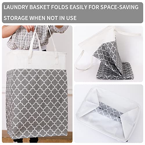 Large Laundry Basket 2 Pack And Double Mesh Laundry Bag Tall Dirty Clothes Hampers For Laundry Collapsible With Handles Thin Fabric Laundry Bin Set For Dorm Bedroom Organizer Storage