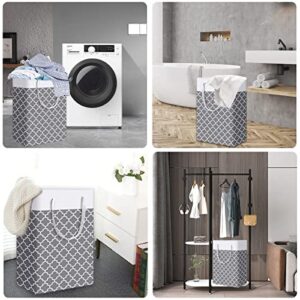 Large Laundry Basket 2 Pack And Double Mesh Laundry Bag Tall Dirty Clothes Hampers For Laundry Collapsible With Handles Thin Fabric Laundry Bin Set For Dorm Bedroom Organizer Storage