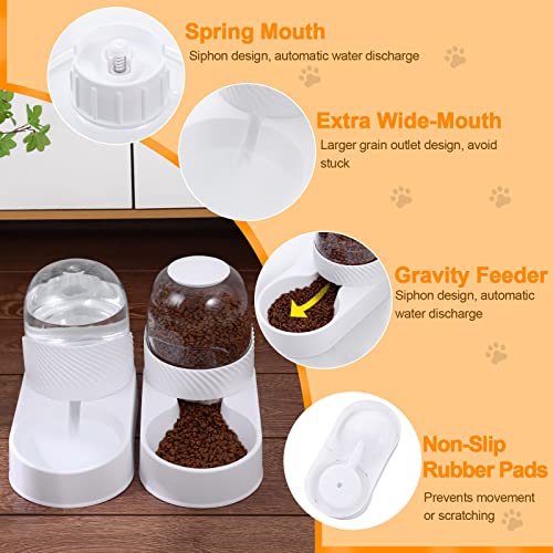 Lemtrflo Automatic Dog Cat Feeder and Water Dispenser Set,Gravity Dog Feeder and Waterer Set with Pet Food Bowl, 4L Capacity Cat Food Dispenser and Water Dispenser,Self Feeding Station for Dogs Cats