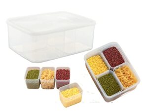 knc food storage containers with lids airtight,reusable fresh produce fruit storage organizer, refrigerator food fresh box with 4 detachable small boxes for storing fish, meat, vegetables,grain