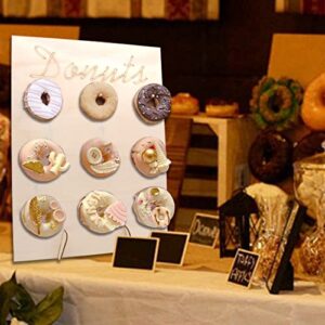 GGOUPTY Donut Wall Stand Display Kit Hold Up to 9 Donuts Wooden Donut Display Board for Party Decoration