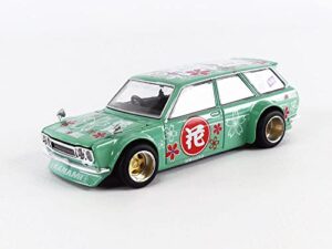 1971 datsun 510 wagon hanami v1 green (designed by jun imai) kaido house special 1/64 diecast model car by true scale miniatures khmg013