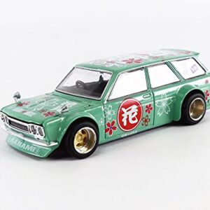 1971 Datsun 510 Wagon Hanami V1 Green (Designed by Jun Imai) Kaido House Special 1/64 Diecast Model Car by True Scale Miniatures KHMG013