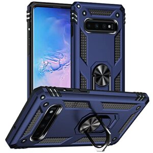 aozuoton for samsung galaxy s10 case, galaxy s10 case, [military grade 16ft. drop tested] ring shockproof protective phone case for samsung galaxy s10,blue