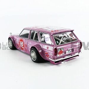 Truescale Miniatures 1971 Datsun 510 Wagon Hanami V1 Pink (Designed by Jun Imai) Kaido House Special 1/64 Diecast Model Car by True Scale Miniatures KHMG012