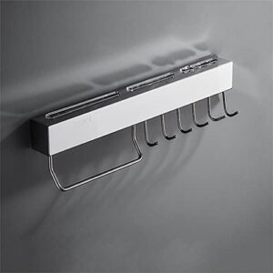 Hook up Multifunctional Kitchen Hook Rack Hanging Rod Wall-Mounted Stainless Steel Shovel Spoon Hook Rack Free Perforation in A Row (Color : White Size : B) jiangyu1994 (Color : White, Size : A)