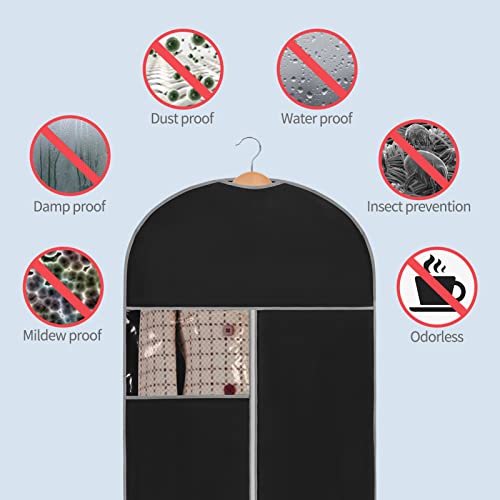 Classycoo Garment Bags 5 Pack Garment Clothes Covers 24" x 40" Breathable Garment Full Zipper Bags for Dress Suit Coats Clothes Black