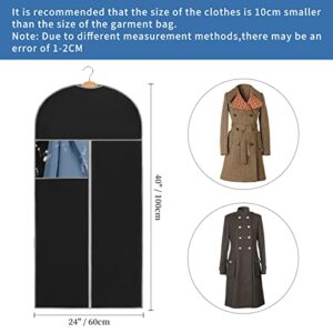 Classycoo Garment Bags 5 Pack Garment Clothes Covers 24" x 40" Breathable Garment Full Zipper Bags for Dress Suit Coats Clothes Black