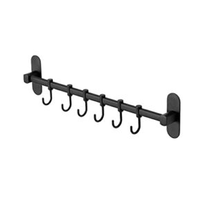 hook up a row of stainless steel kitchen hooks without perforation and traceless stickers hook hanger bathroom sticky hook rack (color : black size : 7 hooks) jiangyu1994