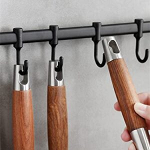 Hook up A Row of Stainless Steel Kitchen Hooks Without Perforation and Traceless Stickers Hook Hanger Bathroom Sticky Hook Rack (Color : Black Size : 7 Hooks) jiangyu1994