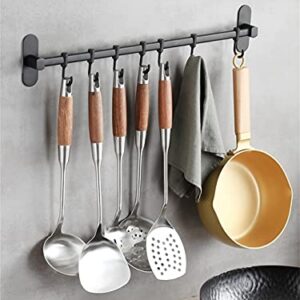 Hook up A Row of Stainless Steel Kitchen Hooks Without Perforation and Traceless Stickers Hook Hanger Bathroom Sticky Hook Rack (Color : Black Size : 7 Hooks) jiangyu1994