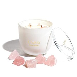 hidden label healing crystal candle,2 wood wicks scented crackling candles, meditation healing candles with crystals inside