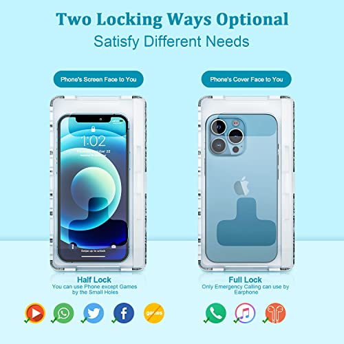 YOQVHUA Portable Phone Lock Box, Cell Phone Jail with Two Keys Prevent Phone Addiction for Kids/Students, Timr Phone Locker, Phone Self Control Box for iPhone 14/13/Sumsung