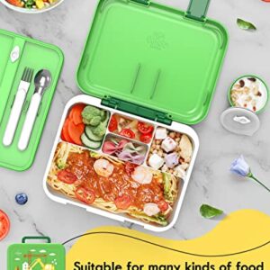 Lehoo Castle Bento Lunch Box for Kids, 1250mL Lunch Box for Boys with 5 Compartments, Kids Lunch Container with Utensil - Included Spoon, Fork, Sauce Jar, Microwave and Dishwasher Safe