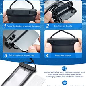 Wellhouse Universal Waterproof Phone Pouch, Waterproof Phone Case Compatible for iPhone 14 13 12 11Pro Max XS Plus Samsung Galaxy S22 Cellphone Up to 7.0", IPX8 3D Cellphone Dry Bag for Vacation-Black