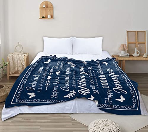 PADOVO Happy 100th Birthday Gifts Behind You All Your Memories Personalized Blanket for Women Her Wife Sister Mom Friends Grandmother Coworker Boss 100 Years Old Blankets Throw Couch Bed Sofa