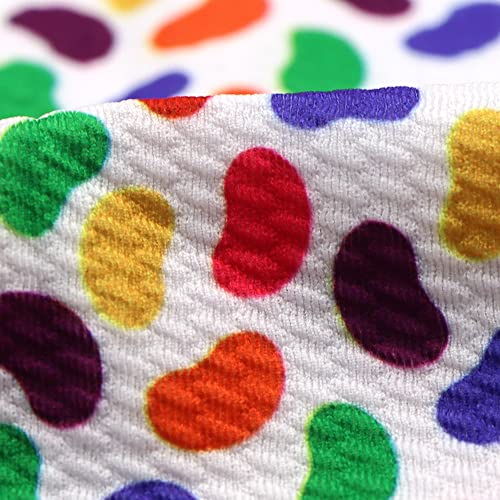 David Angie Colorful Candy Printed Bullet Textured Liverpool Fabric 4 Way Stretch Spandex Knit Fabric by The Yard for Head Wrap Accessories (Bean)