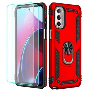 sunremex for moto g stylus 5g 2022 case with hd screen protector, [not fit moto g stylus 4g 2022] magnetic ring holder kickstand,military grade protective for motorola g stylus 5g 2022 (5g_red)