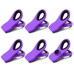 chip clips, bag clips, 6 pack purple magnetic clips, chip clips bag clips food clips, bag clips for food, clips for food packages, magnet clips, chip bag clip, magnetic chip clips for fridge