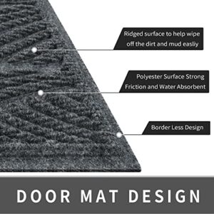 Yimobra Front Door Mat Outdoor Entrance, Heavy Duty 29.5 x 17 Inch Waterproof Patio Guard Doormat, Non-Slip Stain and Fade Resistant Shoe Scraper for Indoor, Entryway, Dark Grey