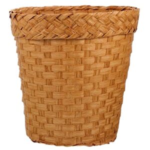 doitool woven trash can paper wicker waste basket round garbage bin for bathrooms, bedrooms, or offices, khaki