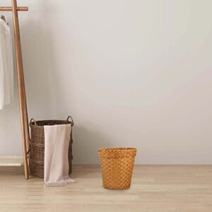 DOITOOL Woven Trash Can Paper Wicker Waste Basket Round Garbage Bin for Bathrooms, Bedrooms, or Offices, Khaki